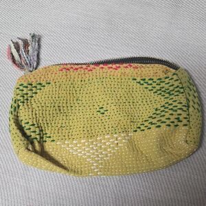 Kantha Yellowish Green Red..white. Kantha Pouch #17